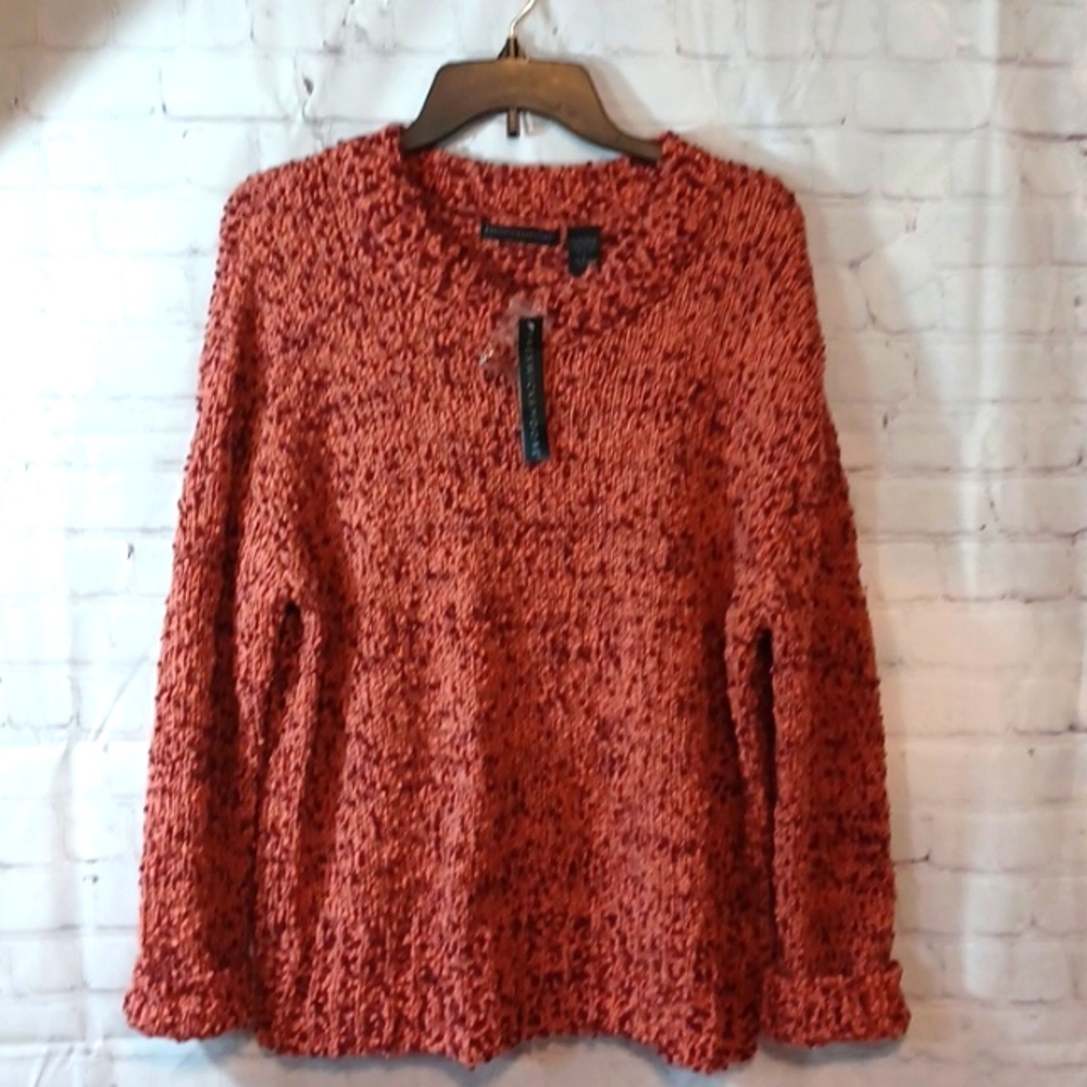 Womans Preswick & Moore Orange Fall Soft Knit Long Sleeve Sweater L New